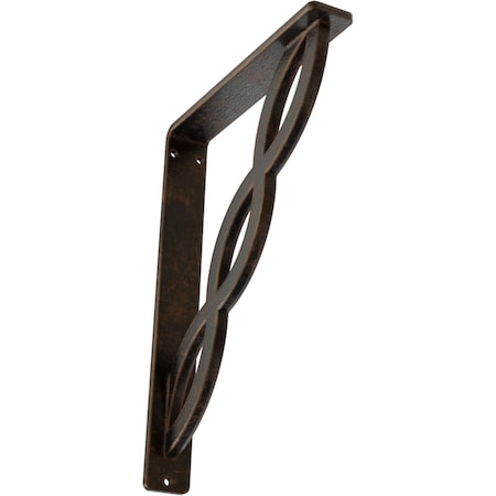 Ekena Millwork Loera Wrought Iron Bracket, (Single center brace), Antiqued Bronze 1 1/2"W x 7 1/2"D x 10"H BKTM01X07X10SLOABZ